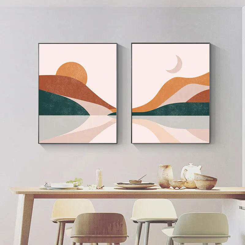 Norév Nordic Boho Decor Poster Abstract Color Block Landscape