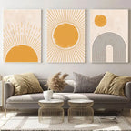 Boho Wall Art Canvas Painting Sun Moon Plants