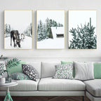 Nordic Moose Posters and Prints Winter Animal Snow Wall Art Forest