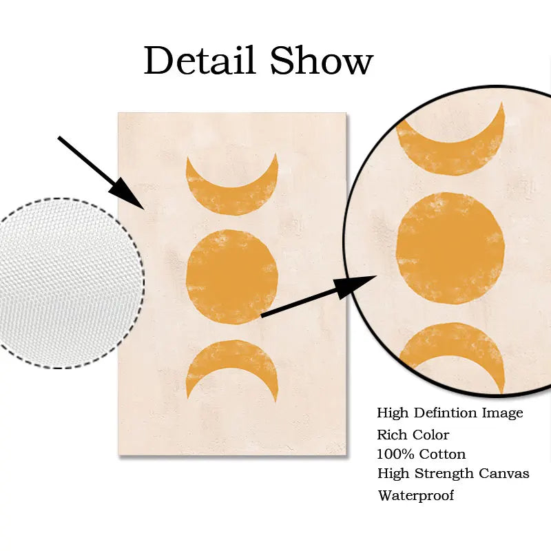 Boho Wall Art Canvas Painting Sun Moon Plants