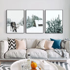 Nordic Moose Posters and Prints Winter Animal Snow Wall Art Forest