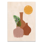 Boho Wall Art Canvas Painting Sun Moon Plants