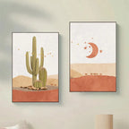 Abstract Landscape Sun and Moon Scene Boho