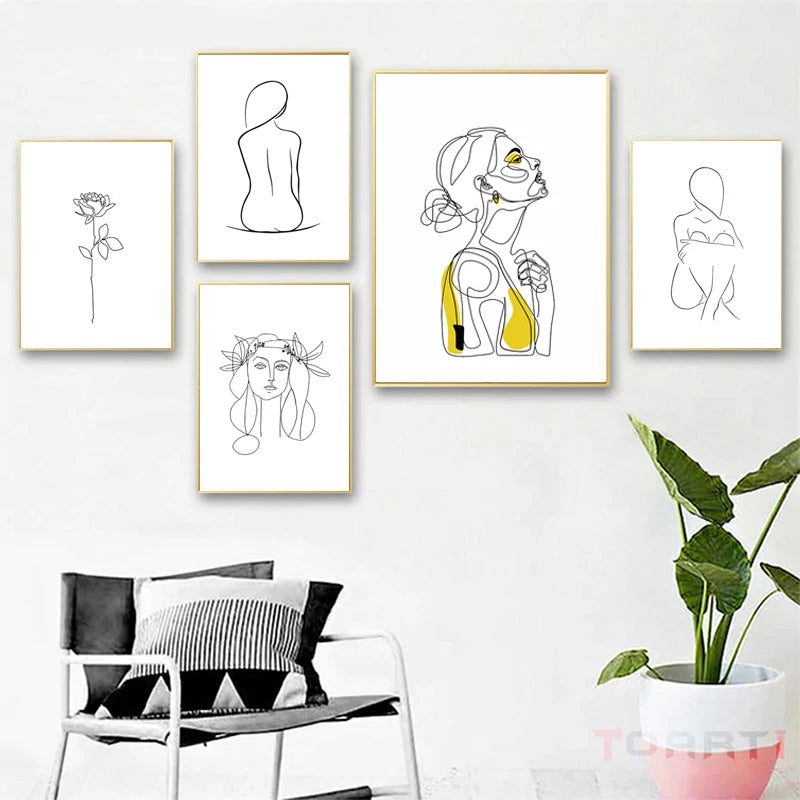 Abstract Women Line Drawing Nordic Poster&Prints Modern