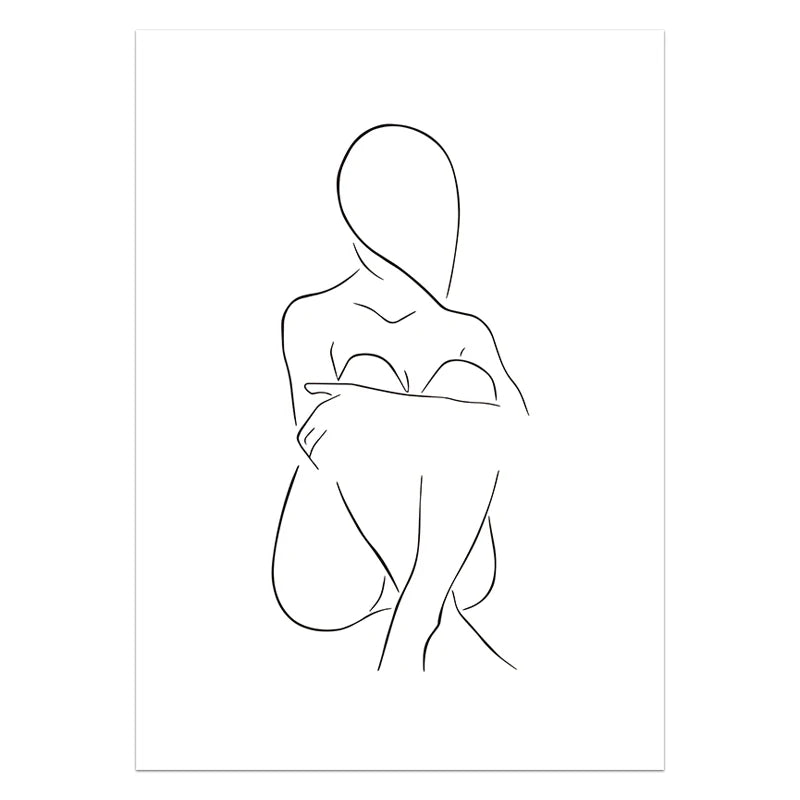 Abstract Women Line Drawing Nordic Poster&Prints Modern