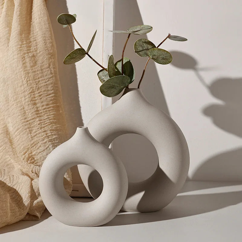 Norév Nordic Ceramic Vase Pampas Grass Donuts