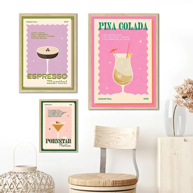 Cocktail Mojito Juice Drinks Bar Vintage Wall Art