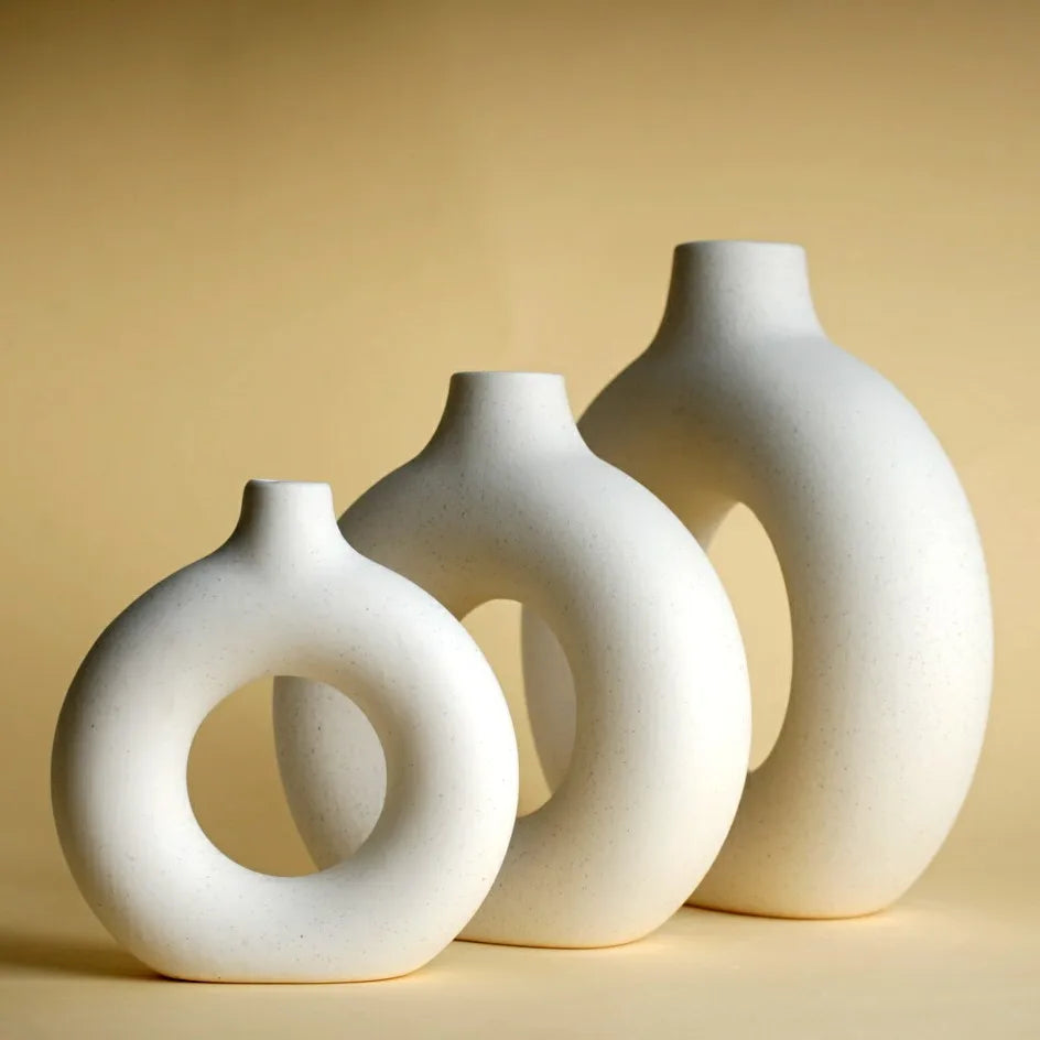 Norév Nordic Ceramic Vase Pampas Grass Donuts