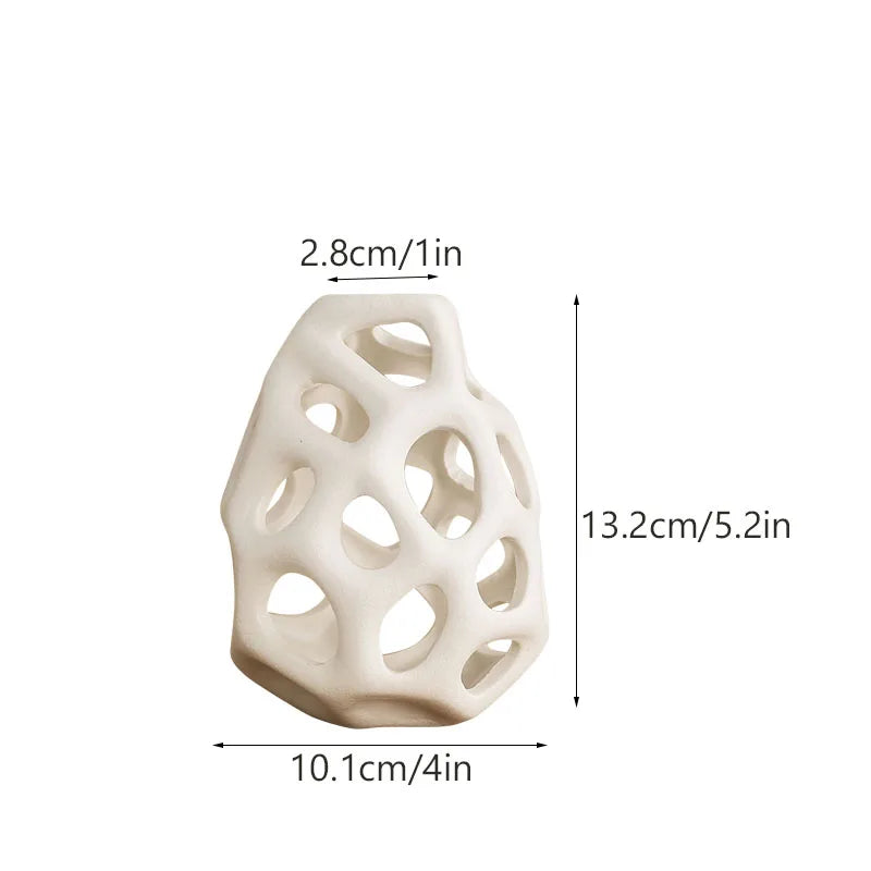 Norév Hollow Out Ceramic Vase White Black Nordic Classical Aesthetics