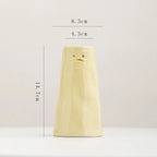 Norév Cream Yellow Ceramic Bud Vase with Funny Face