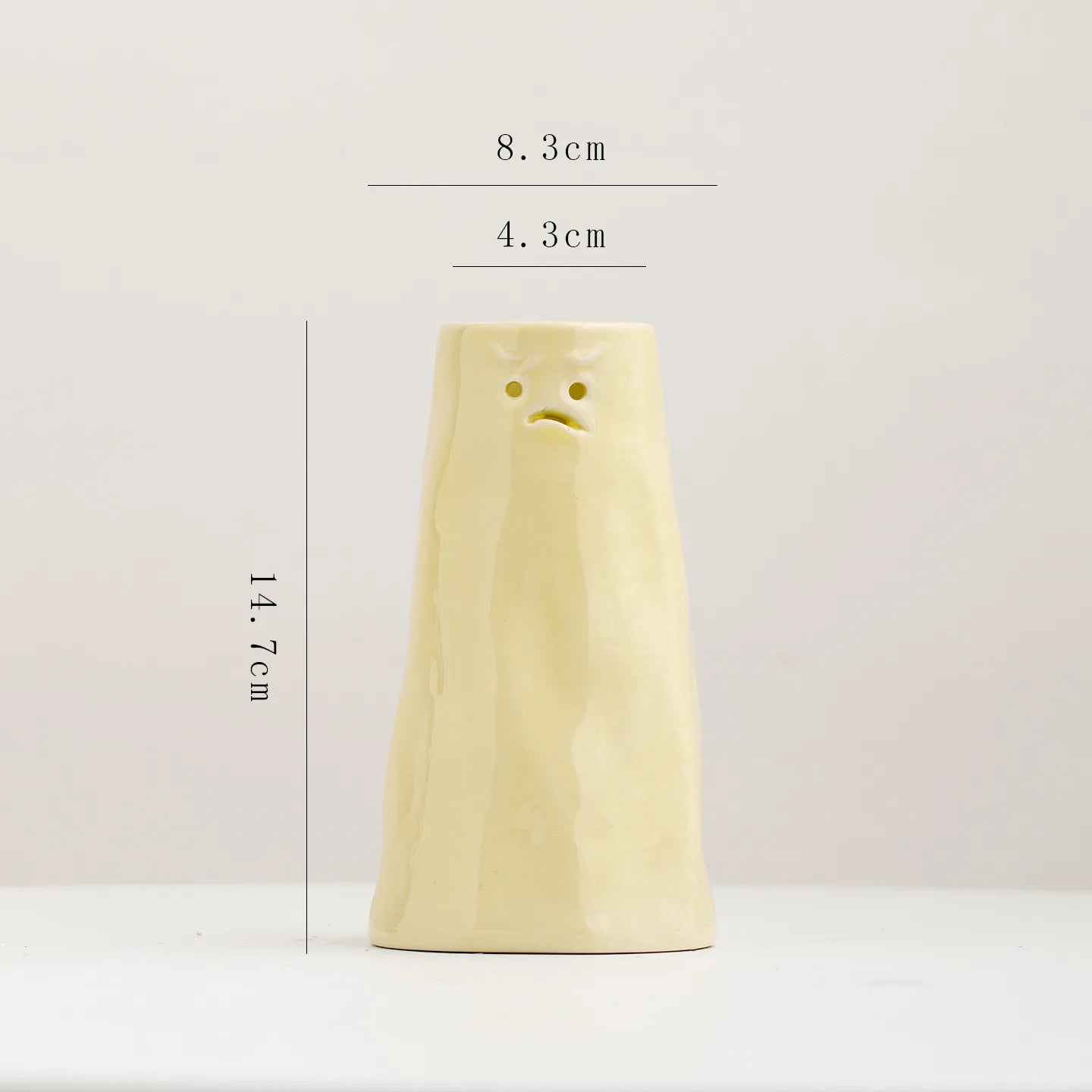 Norév Cream Yellow Ceramic Bud Vase with Funny Face