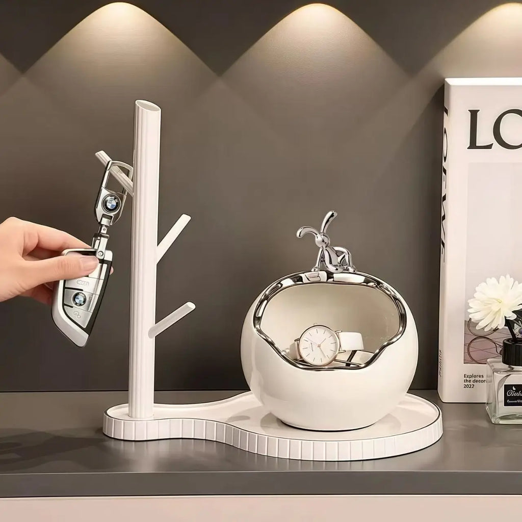 Norév Ceramic Bunny Tray Statue Key Holder Candy Bowl Jewelry