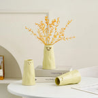 Norév Cream Yellow Ceramic Bud Vase with Funny Face