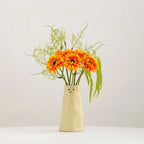 Norév Cream Yellow Ceramic Bud Vase with Funny Face