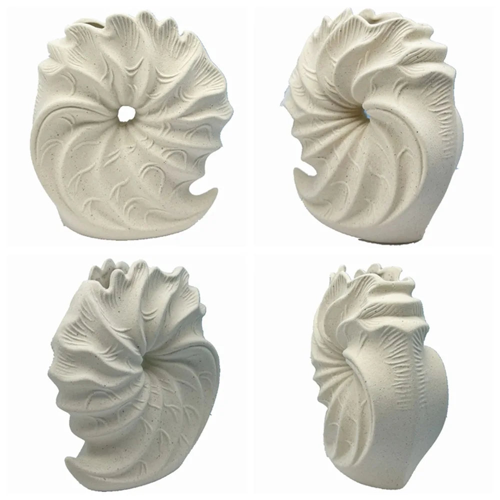 Norév Ocean Conch Shape Vase Simple Beige Ceramic