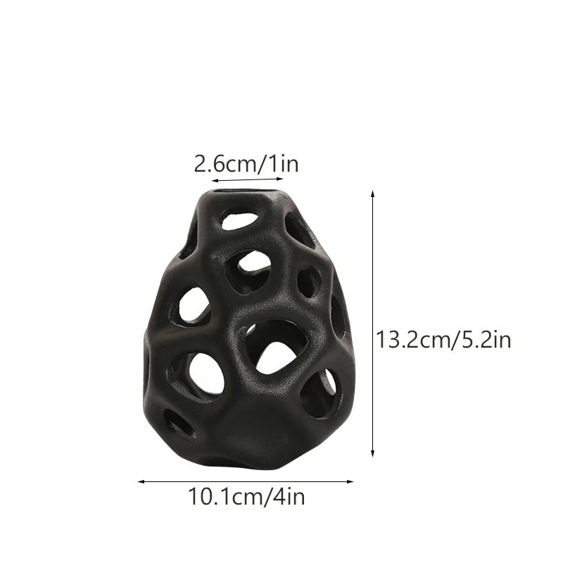 Norév Hollow Out Ceramic Vase White Black Nordic Classical Aesthetics