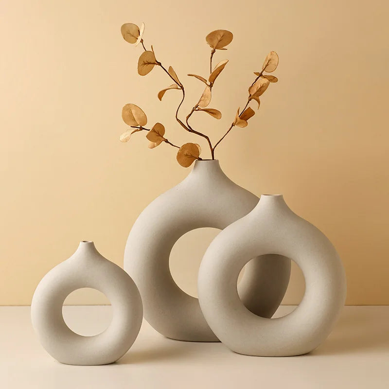 Norév Nordic Ceramic Vase Pampas Grass Donuts