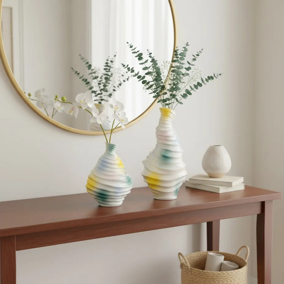 Norév Modern Wavy Ceramic Vase Abstract Boho Nordic