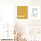 Nordic Minimalist Poster Surfing Sun Waves Print