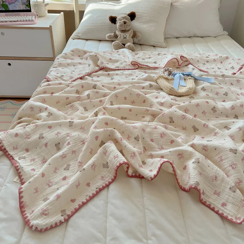 Printed Cotton Muslin Throw Blanket