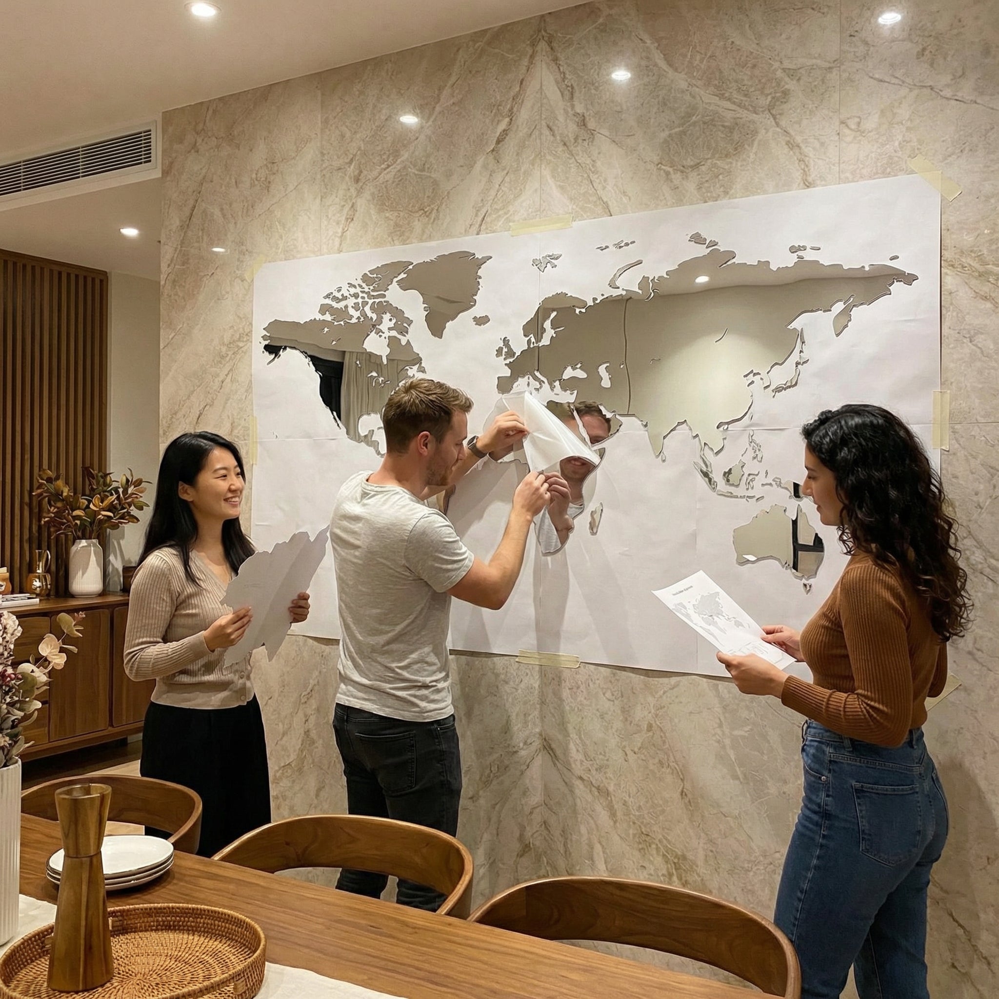 Reflective World Map Wall Art